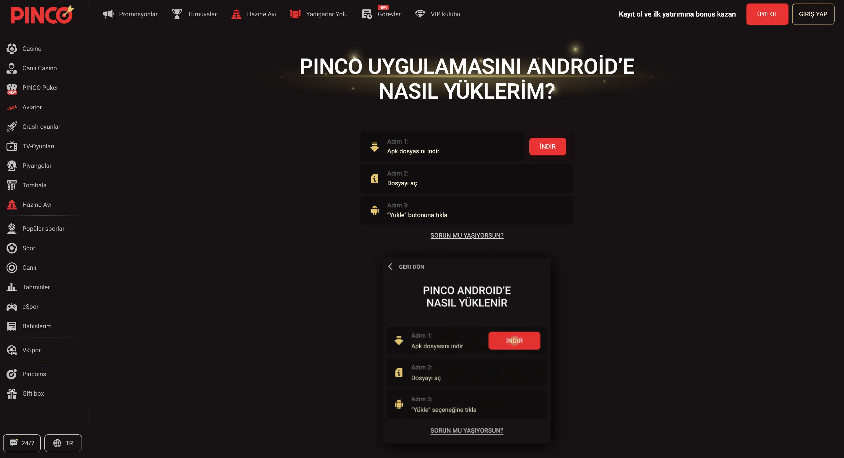 Pinco app kurulum adımları